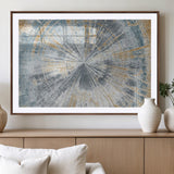 17631-MGC-FP-36x24_Walnut-Radiant Burst Wall Art – Abstract Sunburst Canvas Print in Blue and Gold, Modern Geometric Painting for Living Room, Office or