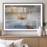 72354-MGC-FP-36x24_Walnut-Blue and Gold Abstract Wall Art – Modern Minimalist Canvas Print, Textured Contemporary Painting for Living Room, Bedroom, or