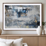 59716-MGC-FP-36x24_Walnut-Abstract Blue and Gold Wall Art – Modern Textured Canvas Print, Contemporary Painting for Living Room, Bedroom, or Office Decor