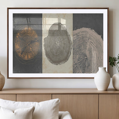 80725-MGV-CV-36X24-Wood Tree Rings Wall Art Canvas Print, Framed Tree Rings Art Picture Print, Abstract Tree Rings Perfect Modern Boho Decor Artwork