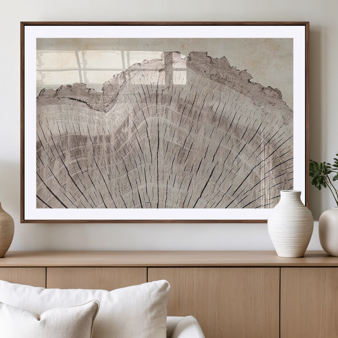 67528-MGV-CV-36X24-Wood Ring Wall Art Canvas Print, Framed Tree Ring Art Picture Print, Rustic Tree Ring Perfect Neutral Boho Decor Artwork