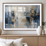 44344-MGV-CV-36X24-Abstract Blue and Gold Wall Art – Modern Hand Painted Canvas Print, Contemporary Textured Painting for Living Room, Bedroom or