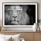 94453-MGV-CV-36X24-Lion Portrait Wall Art – Black and White King of the Jungle Canvas Print, Safari Wildlife Decor for Office, Bedroom, or Living