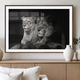 80013-MGV-CV-36X24-Lion and Lioness Wall Art – Black and White Wildlife Photography Canvas Print, African Safari Animal Decor for Office, Bedroom, or