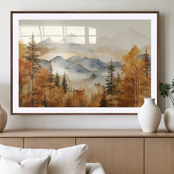 72950-MGV-CV-36X24-Autumn Mountain Forest Wall Art – Golden Fall Landscape Canvas Print, Nature-Inspired Home Decor for Living Room, Bedroom or