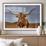 18594-MGV-CV-36X24-Texas Longhorn Bull Wall Art – Rustic Western Cattle Canvas Print, Country Farmhouse Decor for Living Room, Office or Cabin