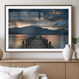 20442-MGV-CV-36X24-Lakeside Sunset Dock Wall Art – Peaceful Mountain Lake Canvas Print, Serene Nature Landscape Decor for Living Room, Bedroom or
