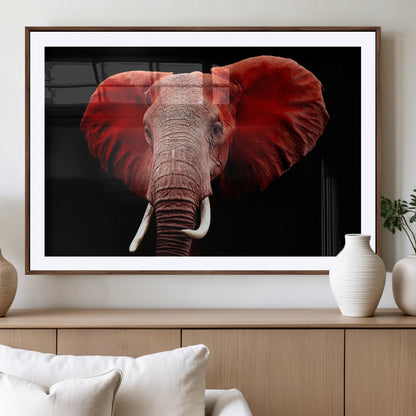 14788-MGV-CV-36X24-Red Elephant Wall Art – Bold Wildlife Canvas Print, African Safari Animal Decor for Living Room, Bedroom or Office