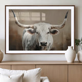 61423-MGV-CV-36X24-Longhorn Bull Wall Art – Rustic Western Texas Steer Canvas Print, Cowboy Farmhouse Decor for Living Room, Bedroom, Office or Ranch