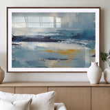 19746-MGV-CV-36X24-Abstract Ocean Wall Art – Modern Coastal Canvas Print with Blue, White and Gold Textures, Contemporary Seascape Painting for