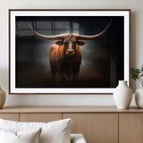 48896-MGV-CV-36X24-Texas Longhorn Wall Art – Rustic Western Bull Canvas Print and Farmhouse Cattle Painting for Living Room, Ranch, or Office Decor .
