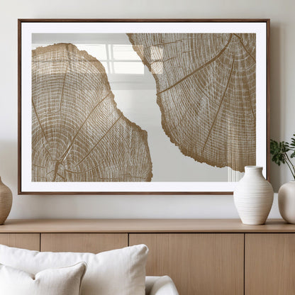 99692-MGV-CV-36X24-Tree Ring Linocut Wall Art Canvas Print, Framed Wood Cut Art Picture Print, Tree Rings Perfect Minimalist Rustic Decor Artwork