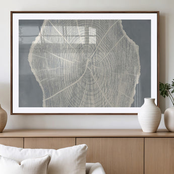 25547-MGV-CV-36X24-Tree Ring Wall Art Canvas Print, Framed Linocut Tree Ring Art Picture Print, Wood Texture Perfect Minimalist Farmhouse Decor