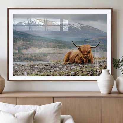 80252-MGV-CV-36X24-Scottish Cow Wall Art Canvas Print, Framed Highland Cow Art Picture Print, Highland Cattle Perfect Rustic Farmhouse Decor Artwork