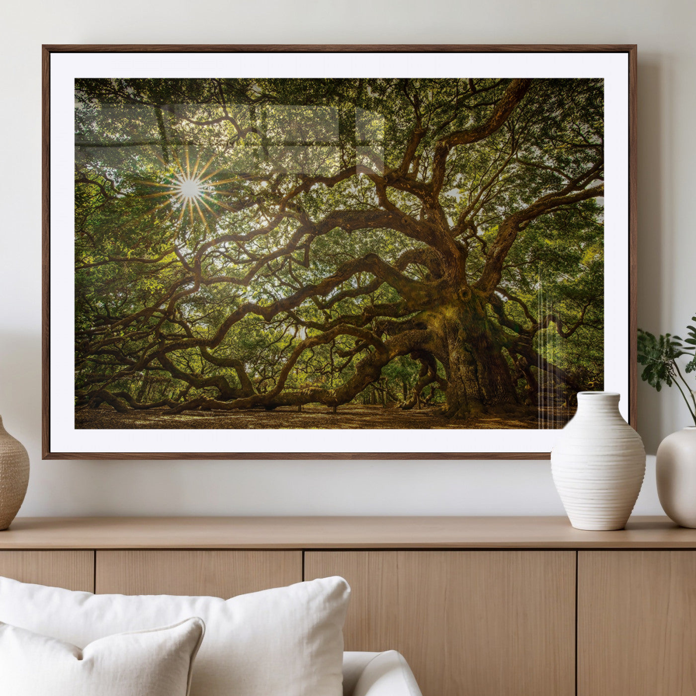 57983-MGV-CV-36X24-Angel Oak Tree Wall Art Canvas Print, Framed Oak Tree Art Picture Print, Angel Oak Perfect Rustic Nature Decor Artwork