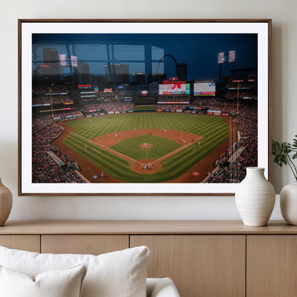 38612-MGV-CV-36X24-Busch Stadium Wall Art Canvas Print, Framed Missouri Stadium Art Picture Print, Busch Stadium Field Perfect Sports Room Decor