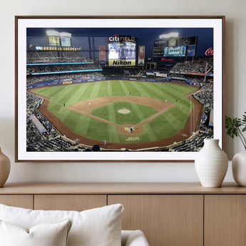 87666-MGV-CV-36X24-City Field Stadium Wall Art Canvas Print, Framed New York Stadium Art Picture Print, Citi Field Stadium Perfect Sport Room Decor