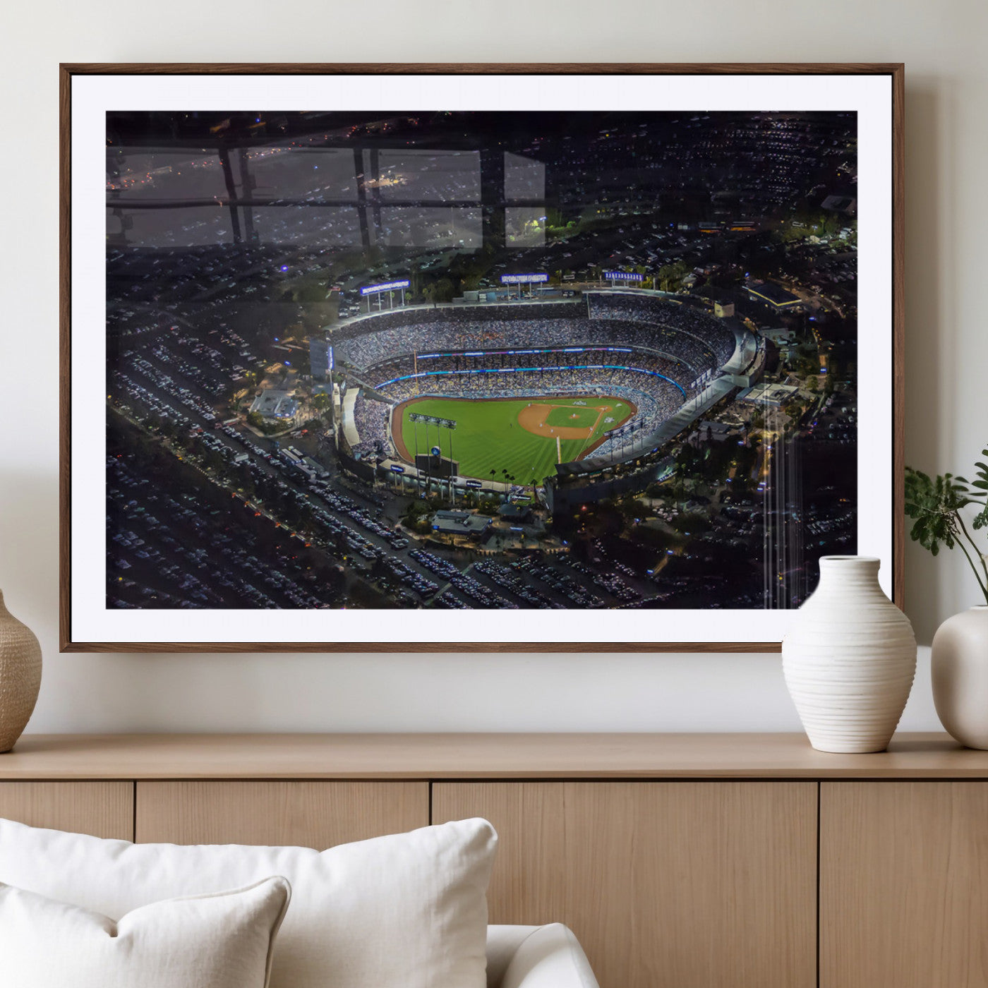16515-MGV-CV-36X24-Dodgers Stadium Wall Art Canvas Print, Framed Baseball Stadium Art Picture Print, Dodgers Field Perfect Sport Room Decor Artwork