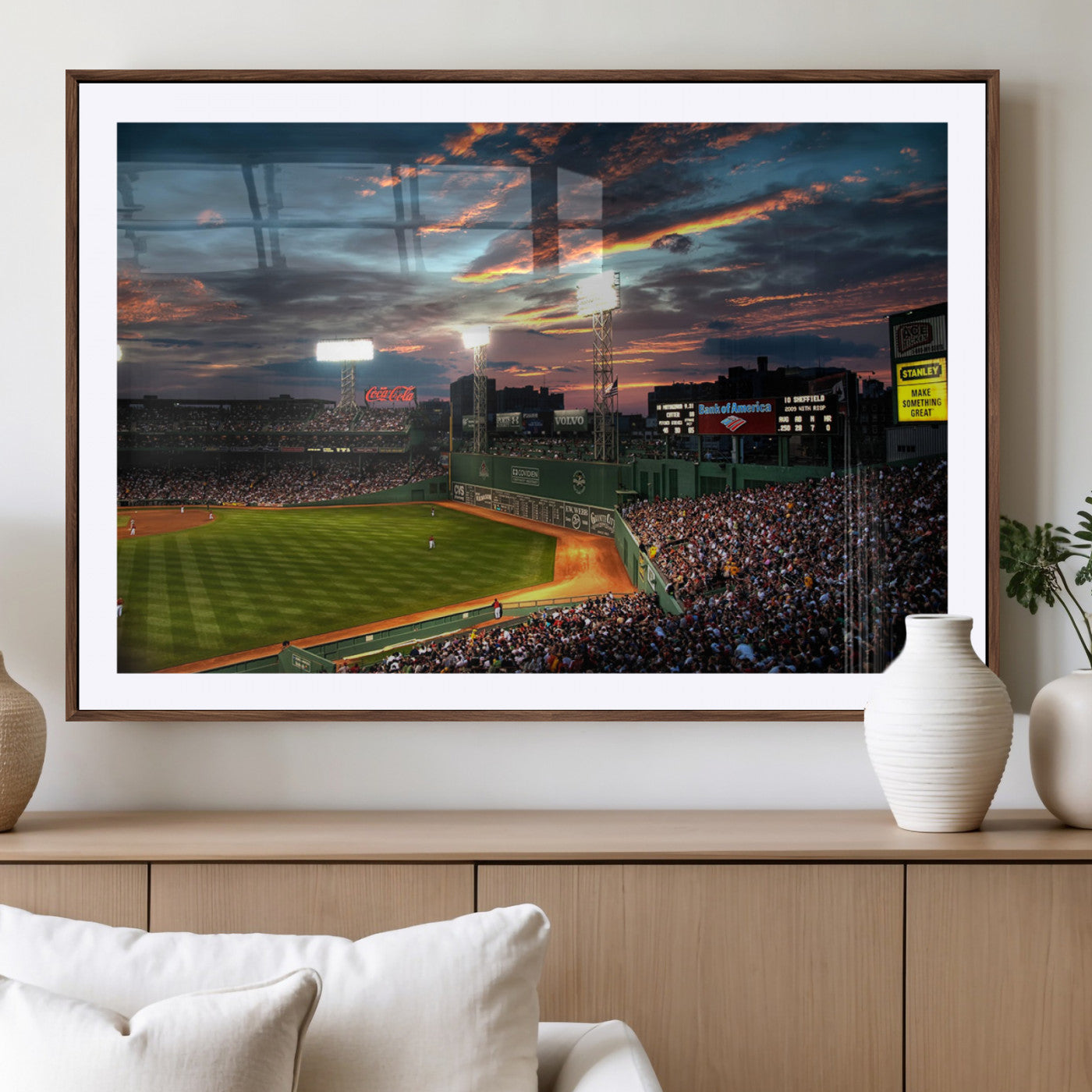 66781-MGV-CV-36X24-Baseball Stadium Wall Art – Canvas Print Evening Game Field Packed Crowd Sunset Sky Sports Photography, Dynamic Decor for Game