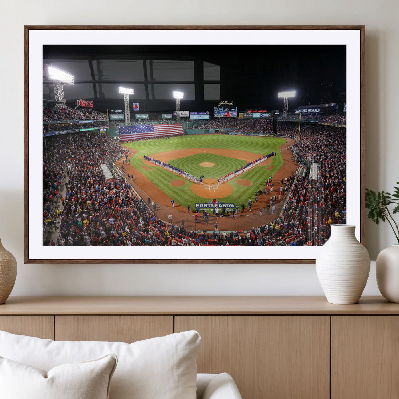 47365-MGV-CV-36X24-Fenway Park Stadium Wall Art Canvas Print, Framed Boston Baseball Stadium Art Picture Print, MLB Stadium Field Perfect Sport Room