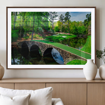 57655-MGV-CV-36X24-Golf Course Wall Art – Canvas Print Scenic Green Fairway Stone Bridge Water Reflection Landscape, Classic Sports Decor for Office,