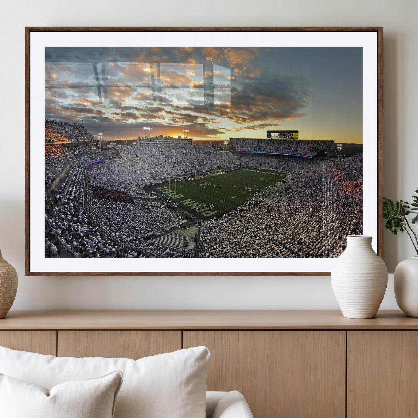 38807-MGV-CV-36X24-Beaver Stadium Wall Art Canvas Print, Framed Beaver Stadium Field Art Picture Print, Football Stadium Perfect Sport Room Decor