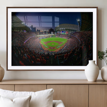 44322-MGC-FP-36x24_Walnut-Minute Maid Park Wall Art Canvas Print, Framed Houston Astros Stadium Art Picture Print, Houston Astros Field Perfect Sports Room