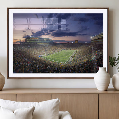 50825-MGV-CV-36X24-Notre Dame Stadium Wall Art Canvas Print, Framed Indiana Stadium Art Picture Print, Football Stadium Perfect Sports Room Decor
