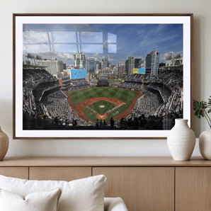 87122-MGC-FP-36x24_Walnut-Petco Park Field Wall Art Canvas Print, Framed San Diego Stadium Art Picture Print, Petco Park Stadium Perfect Sport Room Decor