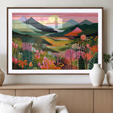 99638-MGV-CV-36X24-Sunset Meadow Wall Art – Panoramic Mountain Landscape with Wildflowers Canvas Print, Vibrant Nature Decor for Living Room, Bedroom