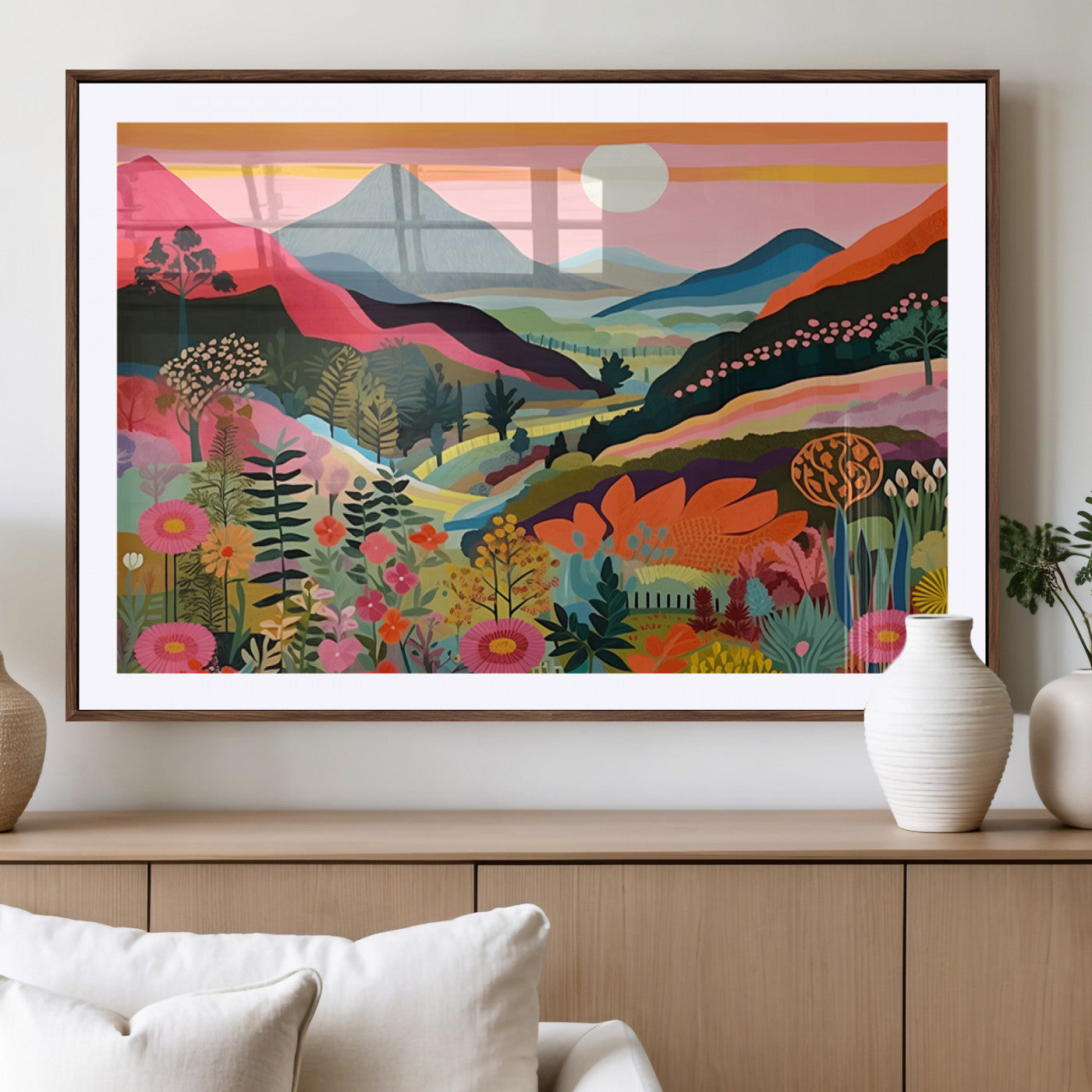 61376-MGV-CV-36X24-Floral Valley Wall Art – Panoramic Mountain Landscape Canvas Print, Vibrant Nature Decor for Living Room, Office, or Bedroom