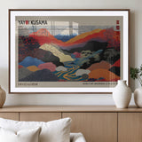 49228-MGV-FC-93X47-3P_Black-Kusama Wall Art – Vibrant Japanese Landscape Canvas Print, Modern Abstract Mountain and River Decor for Living Room, Office or Art