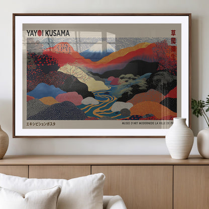 27188-MGV-CV-36X24-Yayoi Kusama Wall Art – Panoramic Abstract Landscape Canvas Print, Vibrant Modern Decor for Living Room, Bedroom, Office, or Art