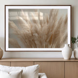 50300-MGC-FP-36x24_Walnut-Pampas Grass Wall Art Canvas Print, Framed Minimalist Pampas Grass Art Picture Print, Beige Pampas Grass Perfect Minimalist Boho