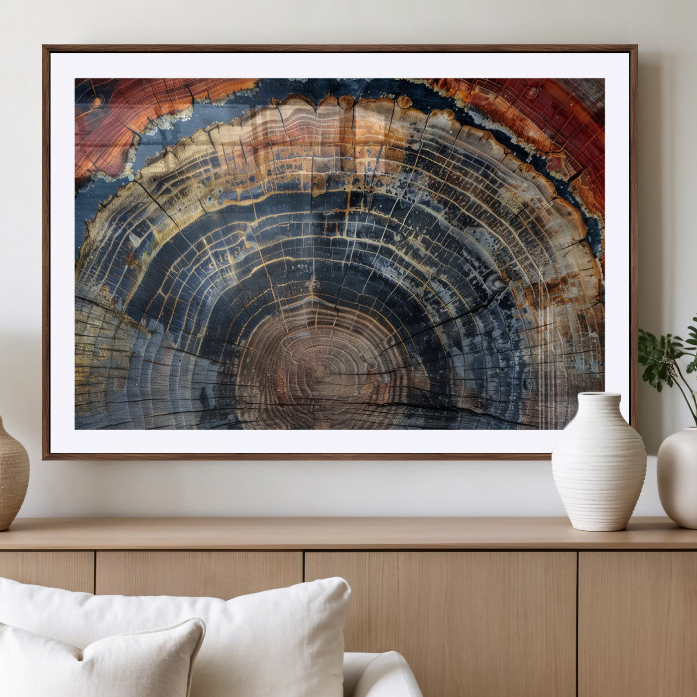 63519-MGC-FP-36x24_Walnut-Tree Ring Wall Art – Rustic Nature Wood Grain Canvas Print, Abstract Natural Texture Artwork Poster for Living Room, Bedroom,