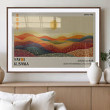 88180-MGC-FP-36x24_Walnut-Yayoi Kusama Landscape Wall Art – Abstract Dotted Mountain Canvas Print, Retro Sun Poster for Modern Living Room, Office or
