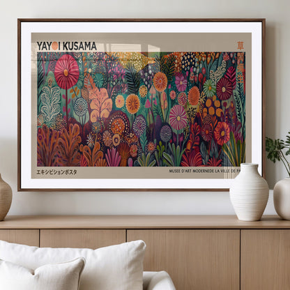 51280-MGV-CV-36X24-Abstract Yayoi Kusama Wall Art Canvas Print, Framed Japanese Wabi Sabi Art Picture Print, Yayoi Kusama Perfect Abstract Modern