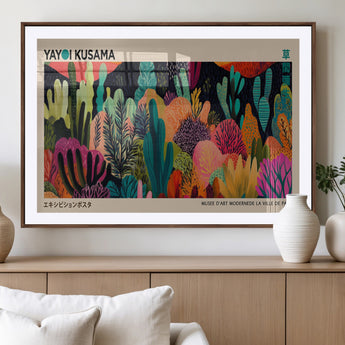 45711-MGV-CV-36X24-Yayoi Kusama Wall Art Canvas Print, Framed Abstract Yayoi Kusama Art Picture Print, Japanese Wabi Sabi Perfect Modern Abstract