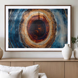 30457-MGV-CV-36X24-Tree Ring Abstract Wall Art – Blue and Brown Wood Grain Canvas Print, Modern Nature Inspired Painting for Rustic Living Room,