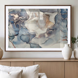 51497-MGV-CV-36X24-Abstract Blue and Gold Wall Art – Modern Fluid Ink Style Canvas Print, Elegant Contemporary Decor for Living Room, Office