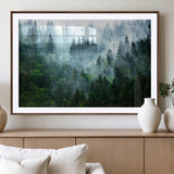 17393683-MGV-CV-36X24-Misty Forest Art Wall Art Canvas Print, Framed Foggy Mountain Art Art Picture Print, Scenic Wall Print Perfect Decor Artwork