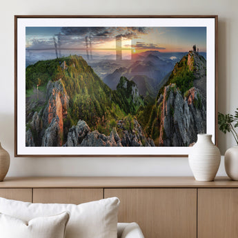 51582565-MGV-CV-36X24-Mountain Sunrise Panorama Wall Art – Scenic Landscape Canvas Print, Hiking Adventure Nature Photography, Large Mountain Range Wall