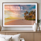 41542880-MGV-CV-36X24-Tropical Beach Wall Art Canvas Print, Framed Palm Trees Art Picture Print, Sunset Shore Perfect Tropical Coastal Decor Artwork