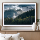 84598503-MGV-CV-36X24-Misty Forest Wall Art Canvas Print, Framed Pine Hills Art Picture Print, Moody Hills Perfect Moody Woodland Decor Artwork