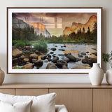 90956031-MGV-CV-36X24-Yosemite Valley Wall Art – Scenic Mountain River Landscape Canvas Print, Nature Photography for Living Room, Bedroom, Cabin,