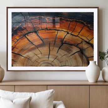 65909987-MGV-CV-36X24-Rustic Tree Ring Wall Art – Nature Inspired Wooden Texture Canvas Print, Modern Abstract Artwork for Living Room, Bedroom, Office
