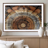15184146-MGV-CV-36X24-Tree Rings Wall Art Canvas Print, Framed Wood Texture Art Picture Print, Rustic Pattern Perfect Rustic Organic Decor Artwork