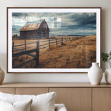 69356982-MGV-CV-36X24-Old Barn Wall Art Canvas Print, Framed Rustic Fence Art Picture Print, Wooden Farmhouse Perfect Rustic Farmhouse Decor Artwork