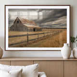 26821575-MGV-CV-36X24-Old Barn Wall Art Canvas Print, Framed Rustic Barn Art Picture Print, Moody Farm Perfect Rustic Farmhouse Decor Artwork