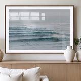 73969318-MGV-CV-36X24-Ocean Waves Wall Art Canvas Print, Framed Surfer Lineup Art Picture Print, Crowded Ocean Perfect Minimal Coastal Decor Artwork